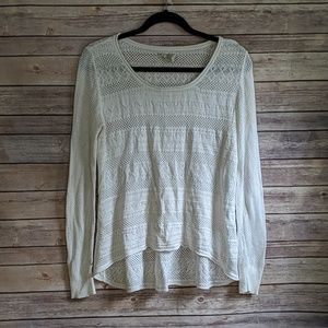 ☀️Billabong White Crochet Style Long Sleeve Top